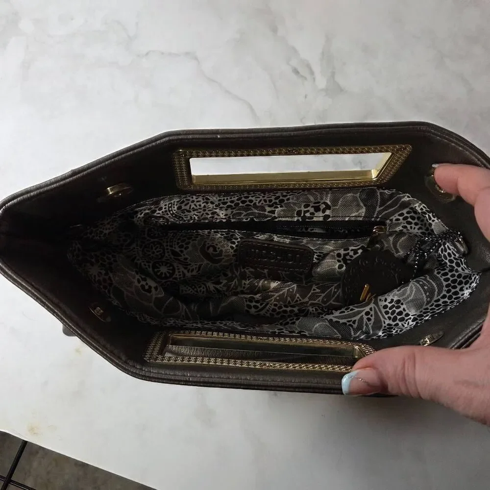 NWT Imoshion Metallic Pewter Vegan Leather Clutch with Gold Hardware